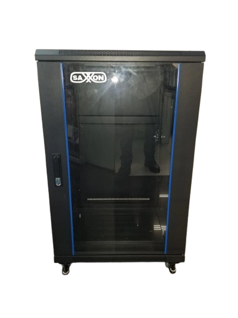 SAXXON SXR18U6618S - GABINETE DE PISO COLOR NEGRO / 18UR / PUERTA DE VIDRIO TEMPLADO / ALTO 100 CM / ANCHO 60 CM / PROFUNDIDAD 60 CM #SXNDESCUENTO-Gabinetes Piso / Pared-SAXXON-Bsai Seguridad & Controles