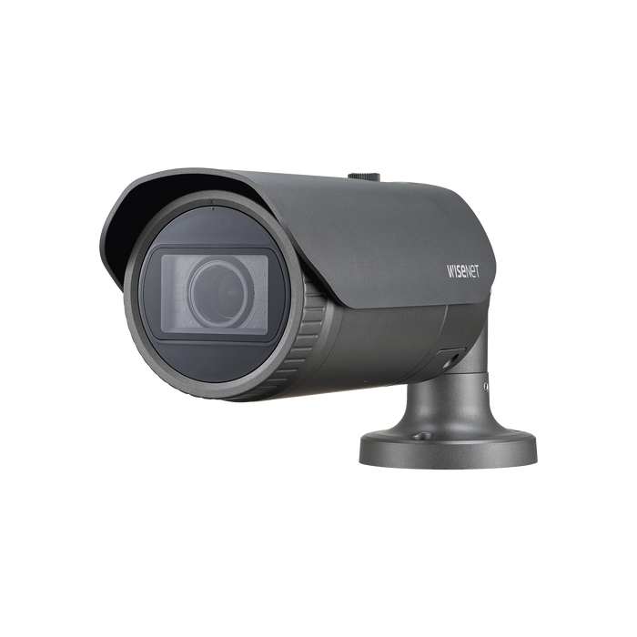 CÁMARA IP TIPO BALA ANTIVANDÁLICA 5 MEGAPÍXEL / LENTE VARIFOCAL 3.2 - 10MM / IR 30M / WDR 120DB / IP66 / H.265 & WISESTREAM-Cámaras IP-HANWHA TECHWIN WISENET-QNO-8080R-Bsai Seguridad & Controles