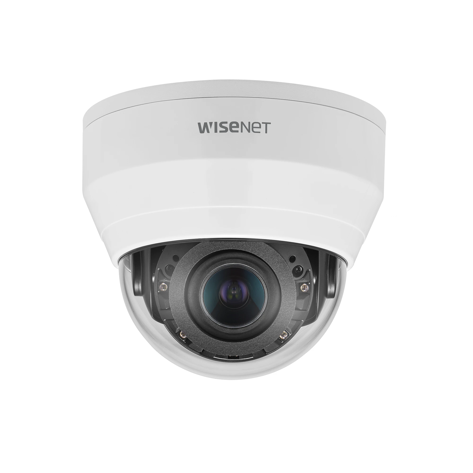 CÁMARA IP TIPO DOMO INTERIOR 5 MEGAPÍXEL / LENTE MOTORIZADO 3.2 - 10MM / IR 20M / WDR 120DB / H.265 & WISESTREAM-Cámaras IP-HANWHA TECHWIN WISENET-Bsai Seguridad & Controles