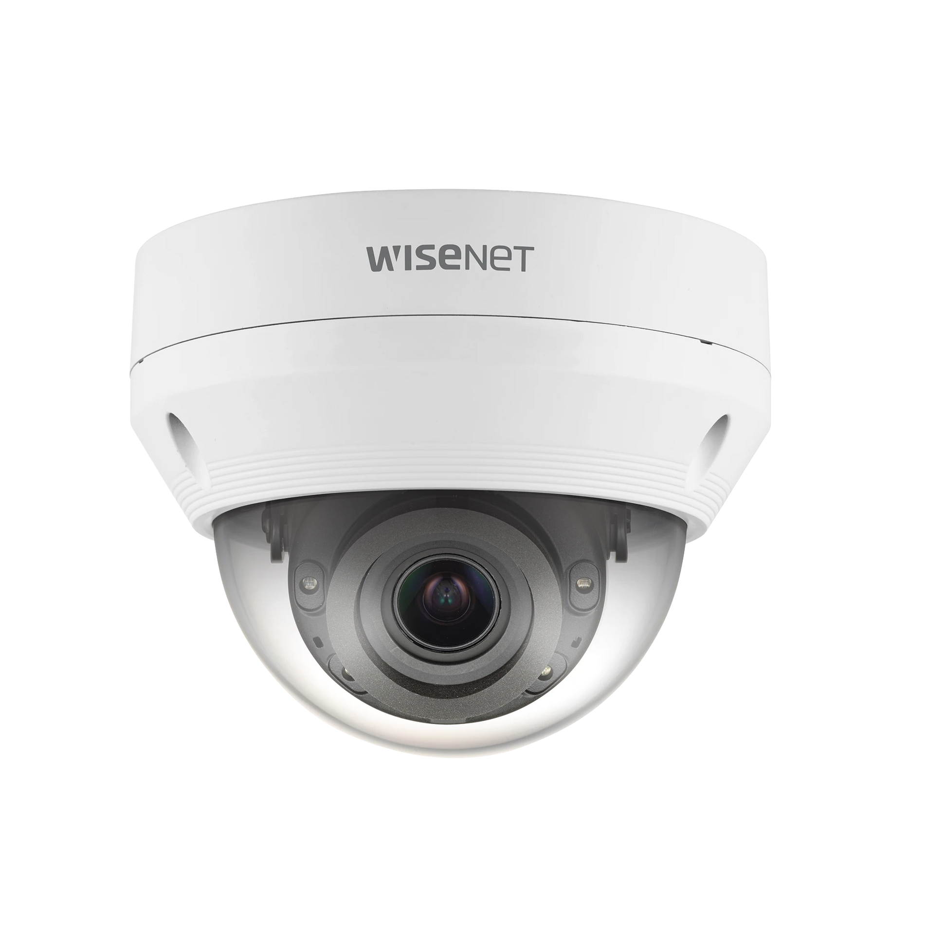 CÁMARA IP TIPO DOMO ANTIVANDÁLICA 5 MEGAPÍXEL / LENTE MOTORIZADO 3.2 - 10MM / IR 30M / WDR 120DB / IP66 / H.265 & WISESTREAM-Cámaras IP-HANWHA TECHWIN WISENET-Bsai Seguridad & Controles
