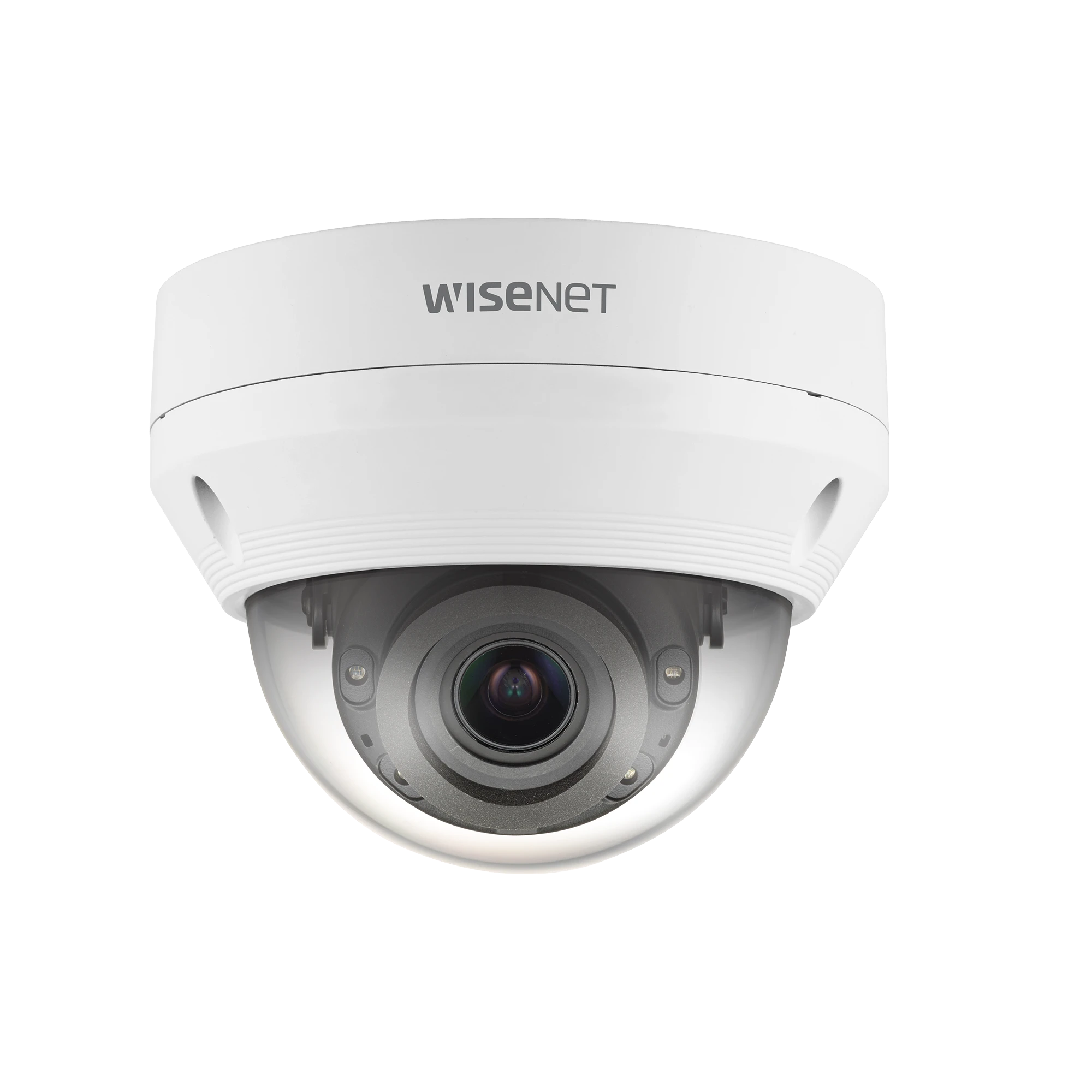 CÁMARA IP TIPO DOMO ANTIVANDÁLICA 5 MEGAPÍXEL / LENTE MOTORIZADO 3.2 - 10MM / IR 30M / WDR 120DB / IP66 / H.265 & WISESTREAM-Cámaras IP-HANWHA TECHWIN WISENET-Bsai Seguridad & Controles