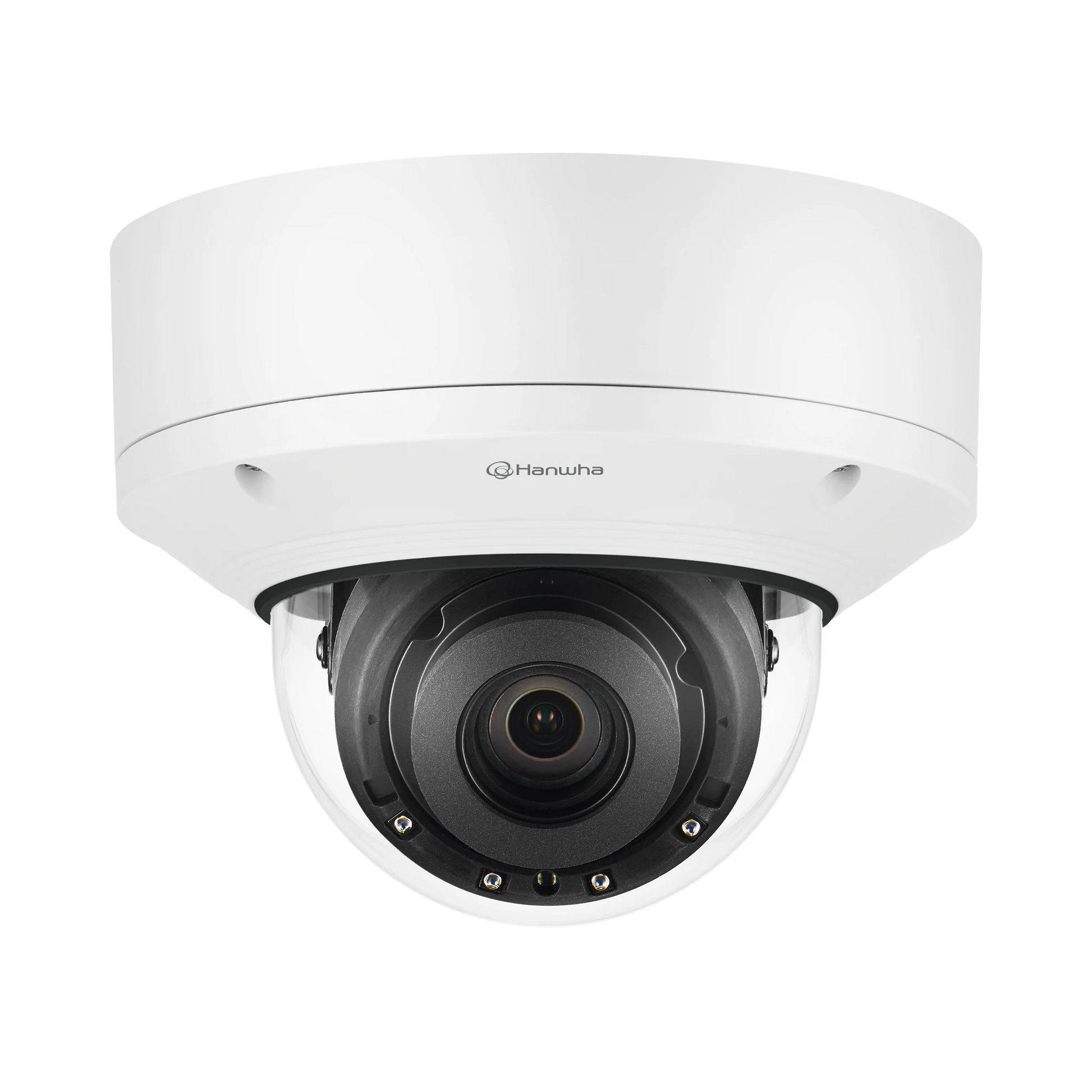 CÁMARA IP TIPO DOMO INTERIOR 6MP / LENTE MOTORIZADO 2.8 - 8.4MM / WDR 120DB / IP66 / IK08 / H.265 & WISESTREAM-Cámaras IP-HANWHA TECHWIN WISENET-Bsai Seguridad & Controles
