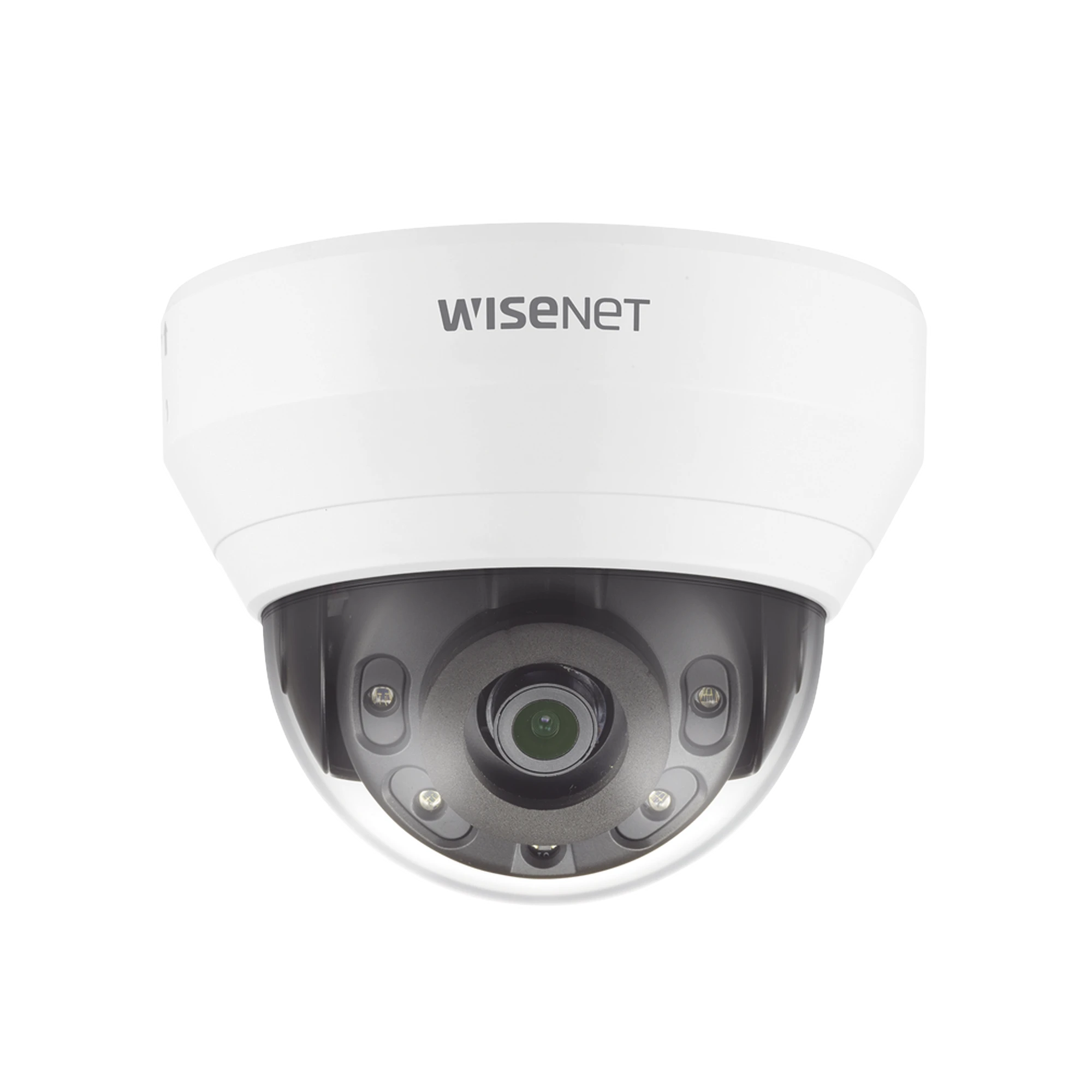 CÁMARA IP TIPO DOMO INTERIOR 2 MEGAPÍXEL / LENTE 2.8MM / IR 20M / WDR 120DB / H.265 & WISESTREAM-Cámaras IP-HANWHA TECHWIN WISENET-Bsai Seguridad & Controles