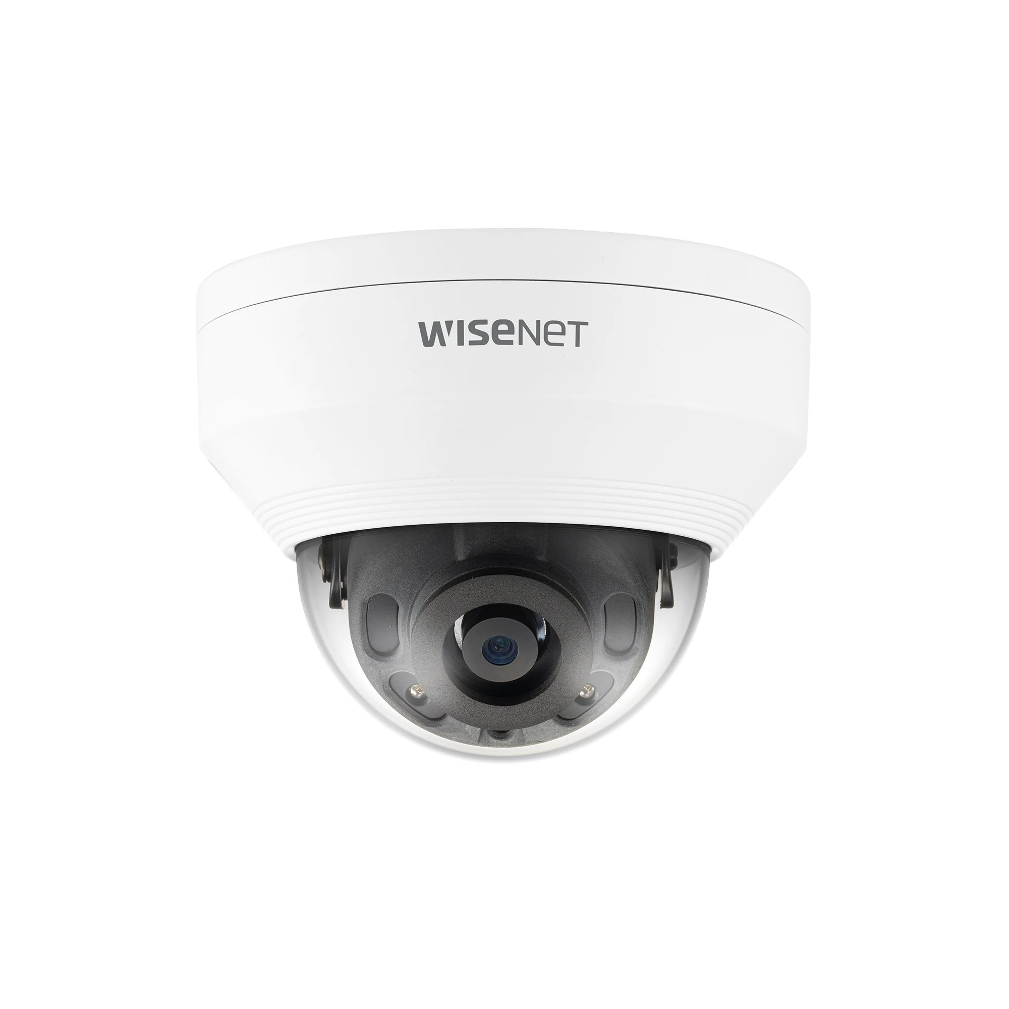 CÁMARA IP TIPO DOMO ANTIVANDÁLICO 2 MEGAPIXEL / LENTE 4 MM / IR 25 M / WDR 120DB / EXTERIOR IP66 / H.265 & WISESTREAM-Cámaras IP-Hanwha Techwin Wisenet-Bsai Seguridad & Controles