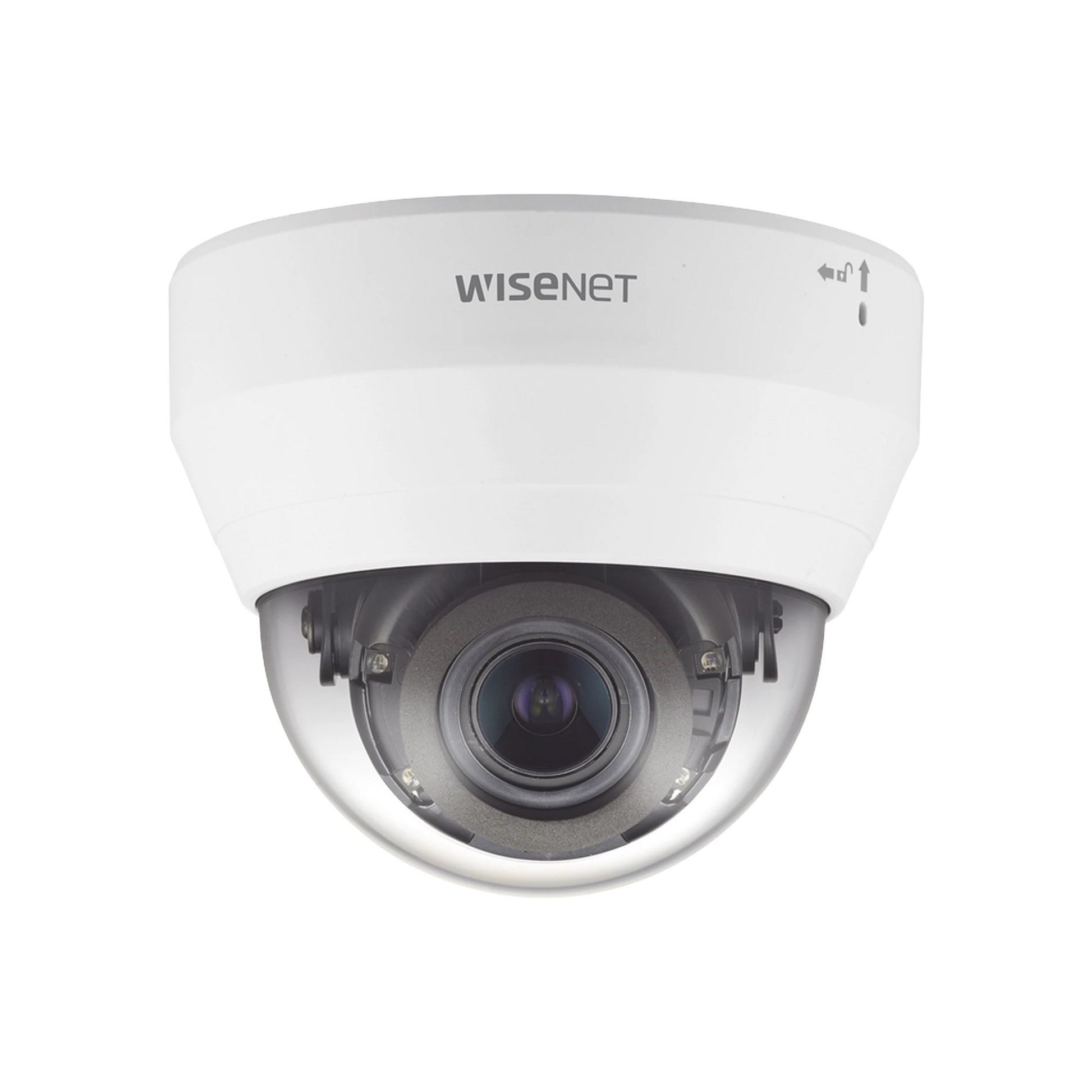 CÁMARA IP TIPO DOMO INTERIOR 2 MEGAPÍXEL / LENTE VARIFOCAL 3.2-10MM / IR 20M / WDR 120DB / H.265 & WISESTREAM-Cámaras IP-HANWHA VISION-Bsai Seguridad & Controles