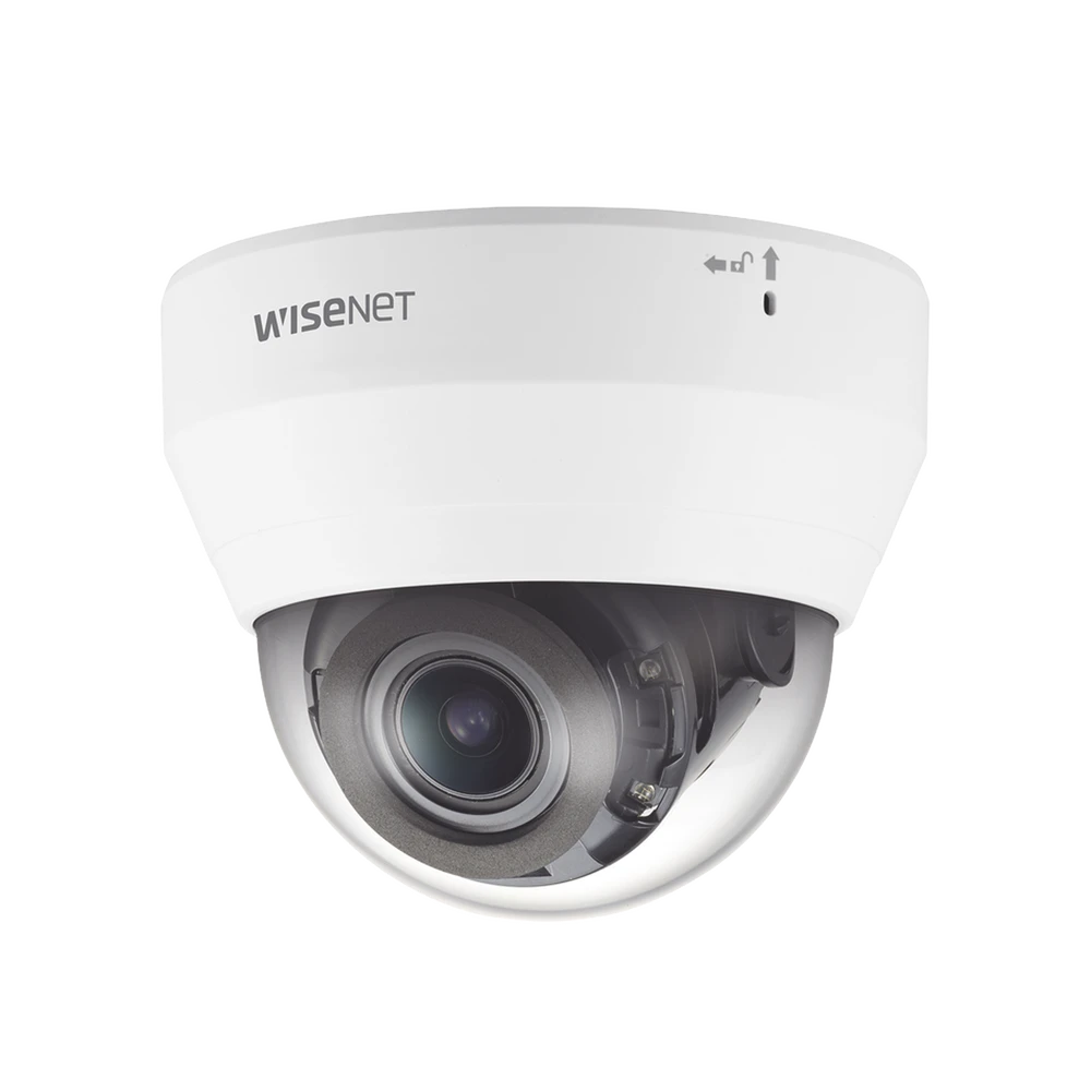CÁMARA IP TIPO DOMO INTERIOR 2 MEGAPÍXEL / LENTE VARIFOCAL 3.2-10MM / IR 20M / WDR 120DB / H.265 & WISESTREAM-Cámaras IP-HANWHA VISION-Bsai Seguridad & Controles