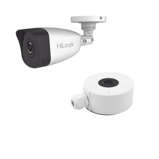 KIT DE CÁMARA + MONTAJE / BALA IP 4 MEGAPIXEL / 30 MTS IR / EXTERIOR IP67 / POE / WDR 120 DB / LENTE 2.8 MM / H.265+-Cámaras IP-HiLook by HIKVISION-IPCB140H(C)/XSP-Bsai Seguridad & Controles