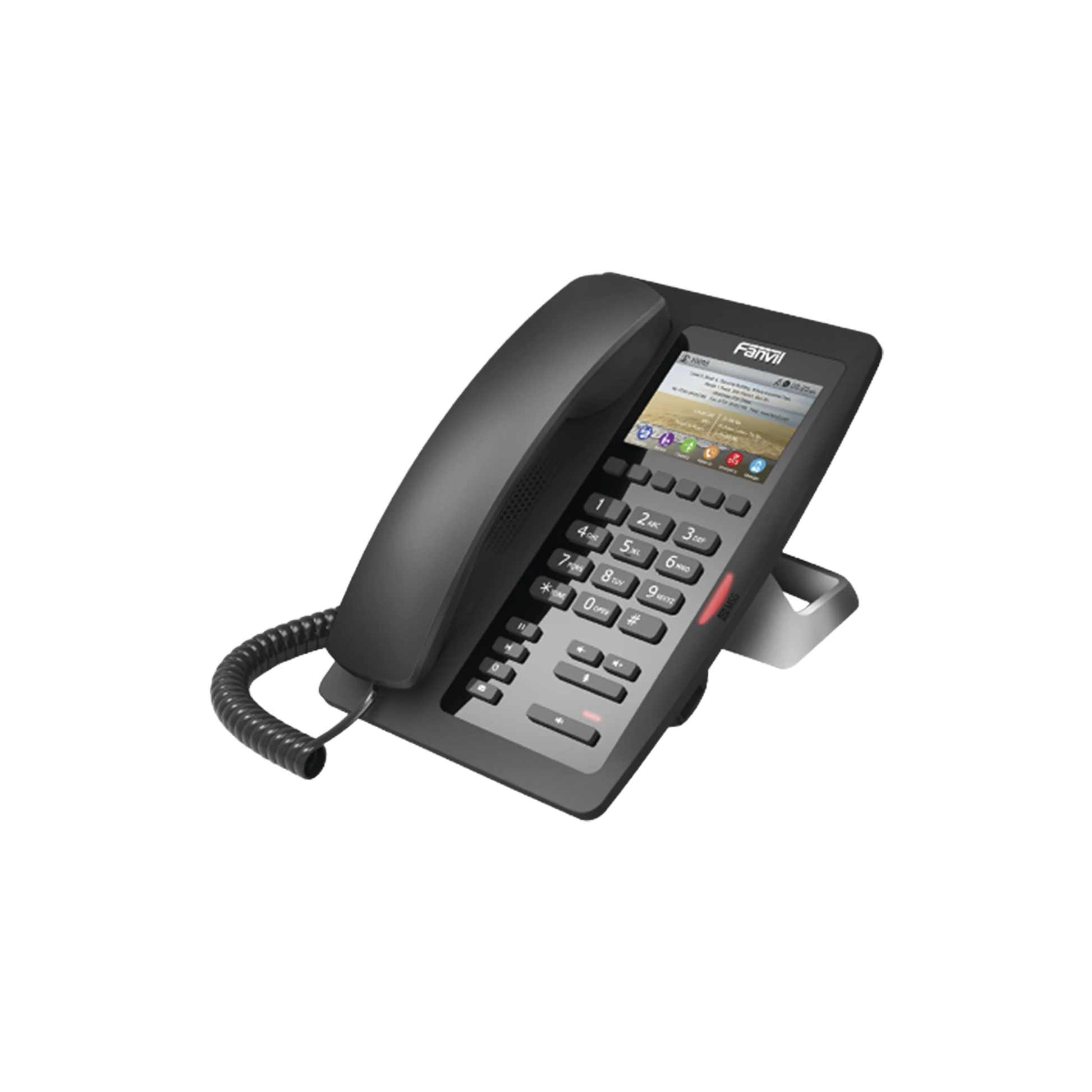 (H5 COLOR NEGRO) TELÉFONO IP HOTELERO DE GAMA ALTA, PANTALLA LCD DE 3.5 PULGADAS A COLOR, 6 TECLAS PROGRAMABLES PARA SERVICIO RÁPIDO (HOTLINE), POE-VoIP y Telefonía IP-FANVIL-Bsai Seguridad & Controles