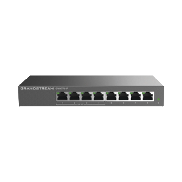 SWITCH POE+ GIGABIT NO ADMINISTRABLE / 8 PUERTOS 10/100/1000 MBPS / 4 PUERTOS POE+ / HASTA 60W-Networking-GRANDSTREAM-GWN7701P-Bsai Seguridad & Controles