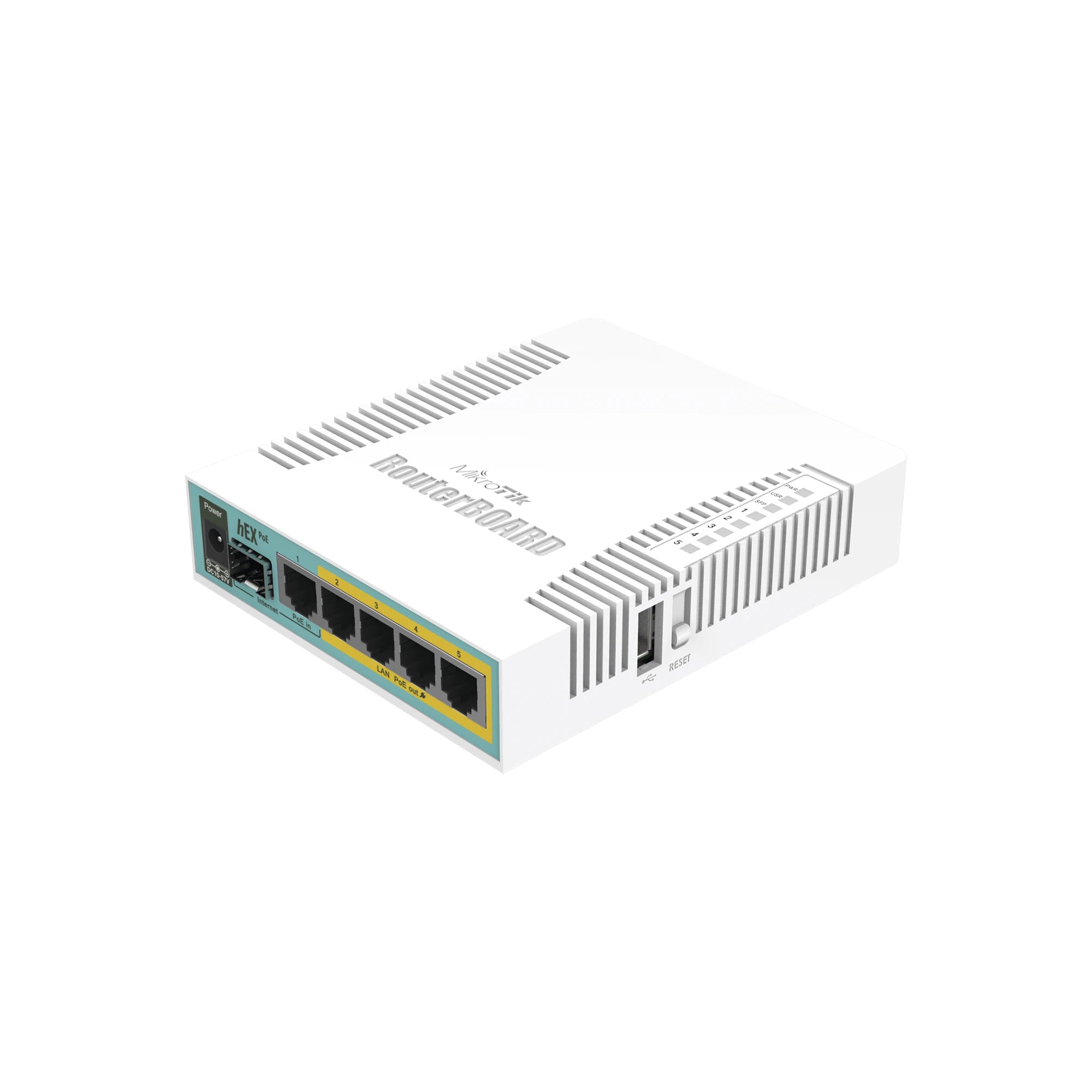 (HEX POE) ROUTERBOARD 5 PUERTOS GIGABIT ETHERNET POE 802.3AT, 1 PUERTO USB-Networking-MIKROTIK-Bsai Seguridad & Controles