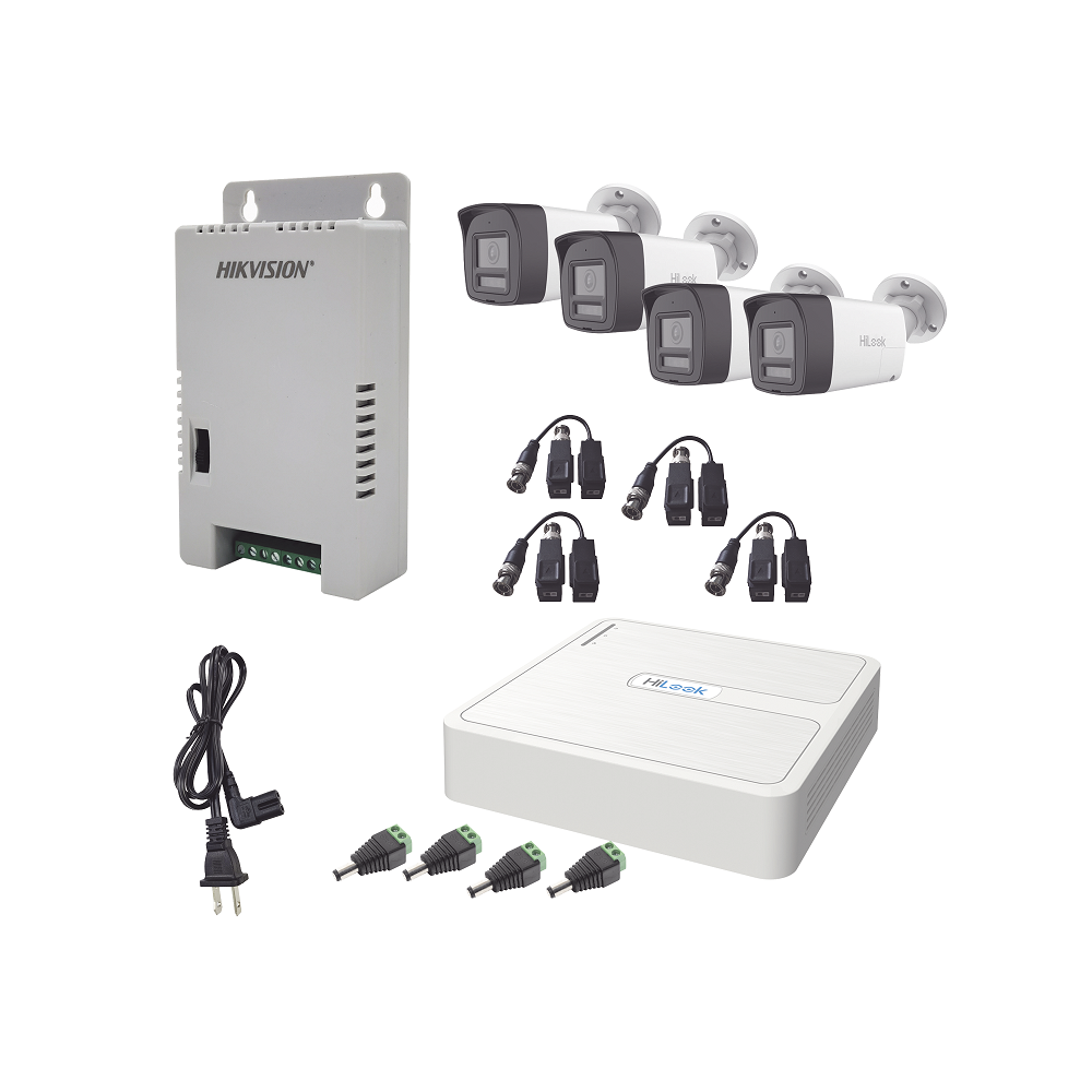 KIT HILOOK AUDIO BIDIRECCIONAL TURBOHD 1080P / DVR 4 CANALES / 4 CÁMARAS BALA (EXTERIOR) CON BOCINA Y MICRÓFONO INTEGRADO / 1 FUENTE DE PODER / ACCESORIOS-Kits- Sistemas Completos-HILOOK BY HIKVISION-Bsai Seguridad & Controles