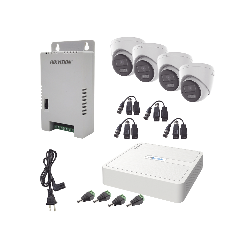 KIT HILOOK AUDIO BIDIRECCIONAL TURBOHD 1080P / DVR 4 CANALES / 4 CÁMARAS EYEBALL (EXTERIOR) CON BOCINA Y MICROFÓNO INTEGRADO / 1 FUENTE DE PODER / ACCESORIOS-Kits- Sistemas Completos-HILOOK BY HIKVISION-Bsai Seguridad & Controles