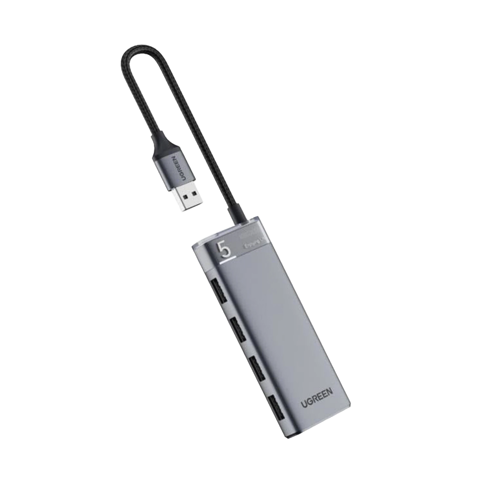 HUB USB-A 3.2 GEN1 4 EN 1 | 4 PUERTOS USB-A (5GBPS) | CARCASA ABS + PC | SOPORTA OTG | LUZ INDICADORA LED | CABLE DE NYLON TRENZADO DE 20CM (MAS DE 20000 FLEXIONES) | INTERFAZ NIQUELADA | COLOR GRIS METALIZADO.-Accesorios Generales-UGREEN-Bsai Seguridad & Controles