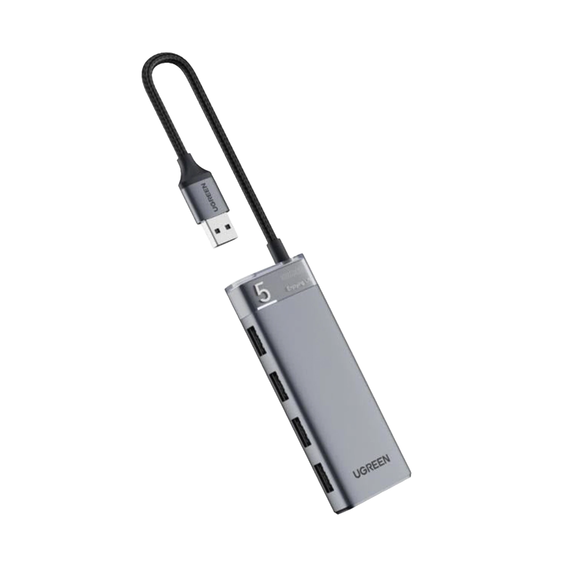 HUB USB-A 3.2 GEN1 4 EN 1 | 4 PUERTOS USB-A (5GBPS) | CARCASA ABS + PC | SOPORTA OTG | LUZ INDICADORA LED | CABLE DE NYLON TRENZADO DE 20CM (MAS DE 20000 FLEXIONES) | INTERFAZ NIQUELADA | COLOR GRIS METALIZADO.-Accesorios Generales-UGREEN-Bsai Seguridad & Controles