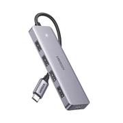 HUB USB-C 3.0 4 EN 1 | 4 PUERTOS USB-A (5GBPS) | CARCASA ABS + PC | SOPORTA OTG | LUZ INDICADORA LED | COMPATIBLE CON IPHONE 15 PRO MAX) | INTERFAZ NIQUELADA | COLOR GRIS METALIZADO | CABLE DE 15CM.-Accesorios Generales-UGREEN-70336-Bsai Seguridad & Controles