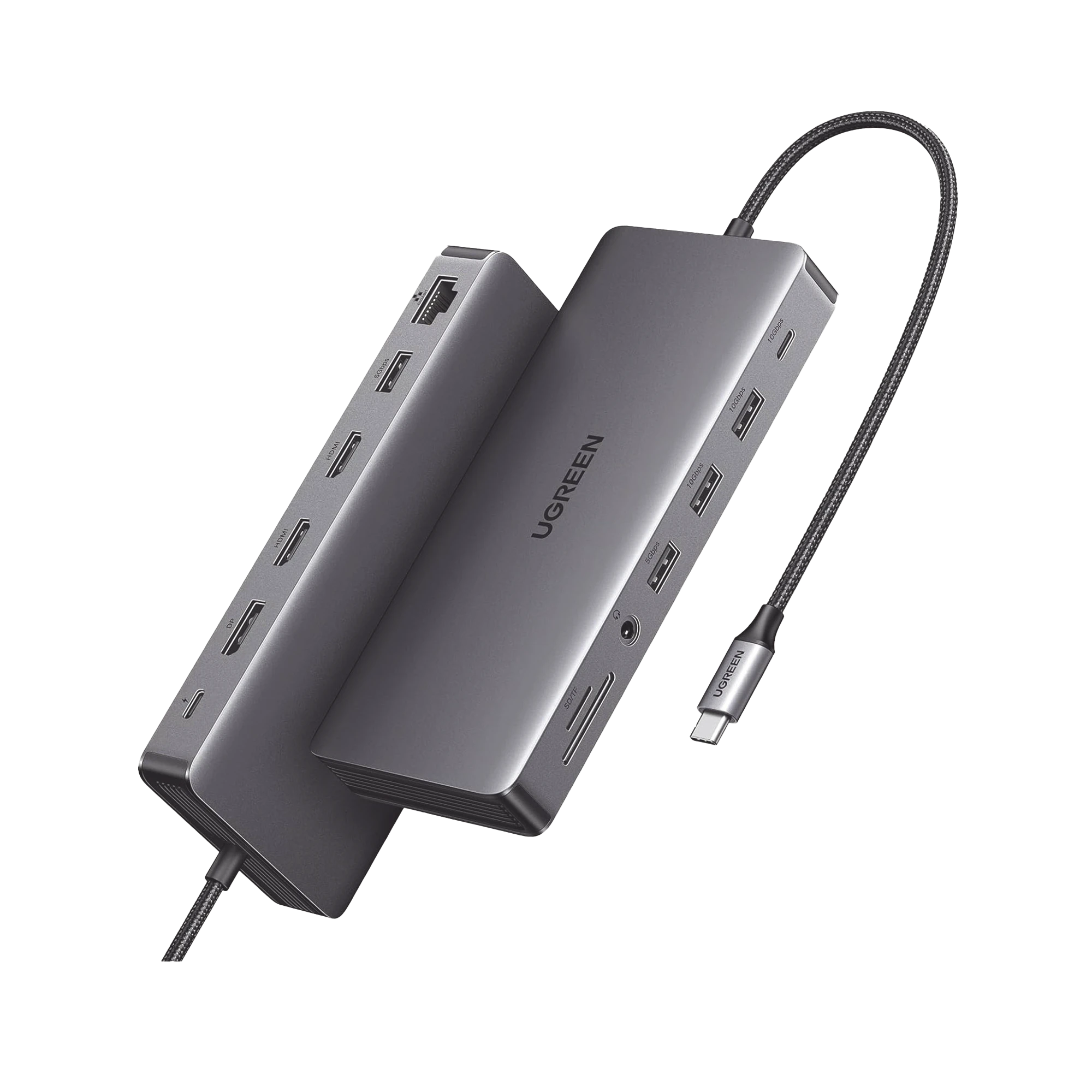 HUB USB-C (DOCKING REVODOK PRO 313) 13 EN 1 | 2 HDMI 4K@60HZ | 1 DP 4K@60HZ | USB-C 3.2 (10GBPS) | 2 USB-A 3.2 (10GBPS) | 2 USB-A 3.0 (5GBPS) | USB-C PD CARGA 100W | RJ45 (GIGABIT ETHERNET) | SD + MICRO SD (TF) SIMULTÁNEO | JACK AUDIO 3.5MM.-Accesorios Generales-UGREEN-15978-Bsai Seguridad & Controles
