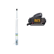 KIT DE RADIO MÓVIL VHF MARINO MODELO IC-M220/13 Y ANTENA MARINA SHAKESPEARE EN FIBRA DE VIDRIO 5101