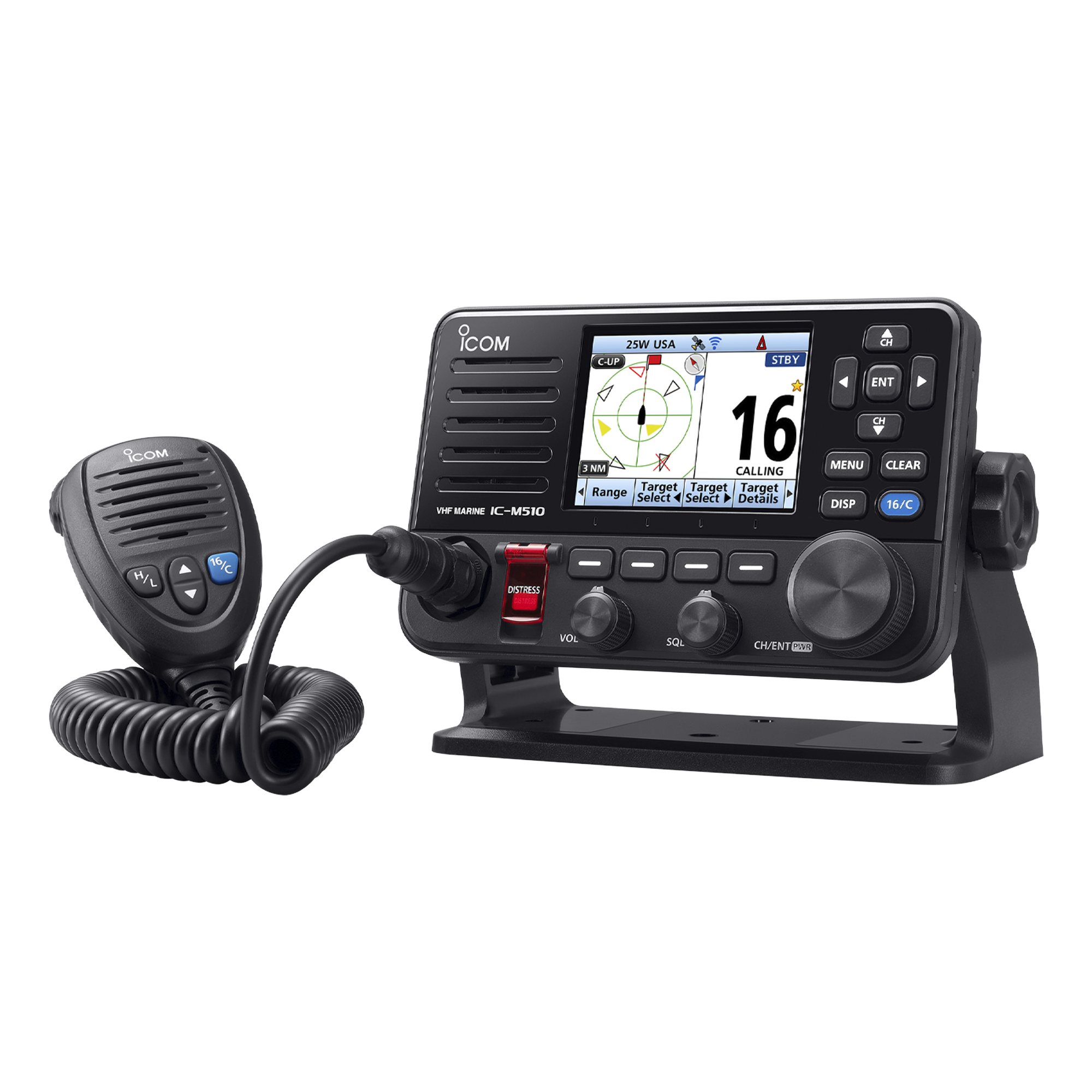 RADIO MÓVIL MARINO VHF CLASE D, CON PANTALLA A COLOR DE 3.5"