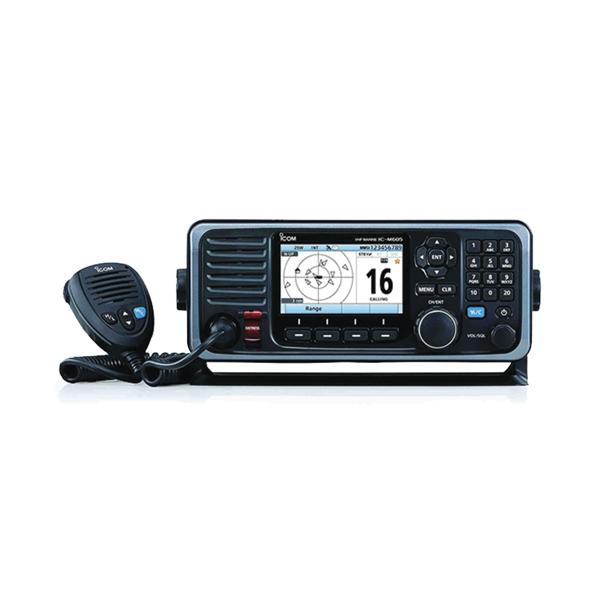 RADIO MÓVIL MARINO EN LA BANDA DE VHF, CON PANTALLA A COLOR DE 4.3 PULGADAS, RECEPTOR DE GPS, GRABADOR DE VOZ, NO INCLUYE EL RECEPTOR AIS