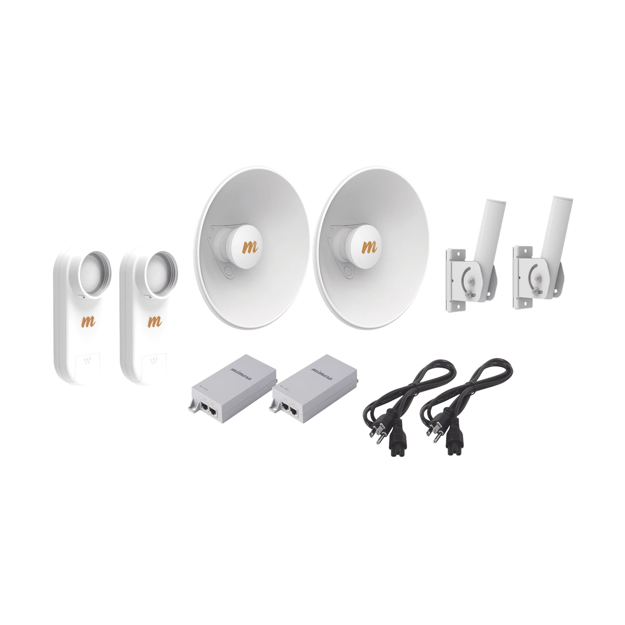 KIT DE 2 RADIOS C5X / CON ANTENA N5-X25-2PACK (25 DBI) / FRECUENCIA EXTENDIDA (4.9 A 6.4 GHZ) / INCLUYE INYECTOR POE / CABLE DE ALIMENTACIÓN Y 2 FLEXIMOUNT-XL DE / IDEAL PARA HASTA 10 KM-Enlaces PtP y PtMP-MIMOSA NETWORKS-Bsai Seguridad & Controles