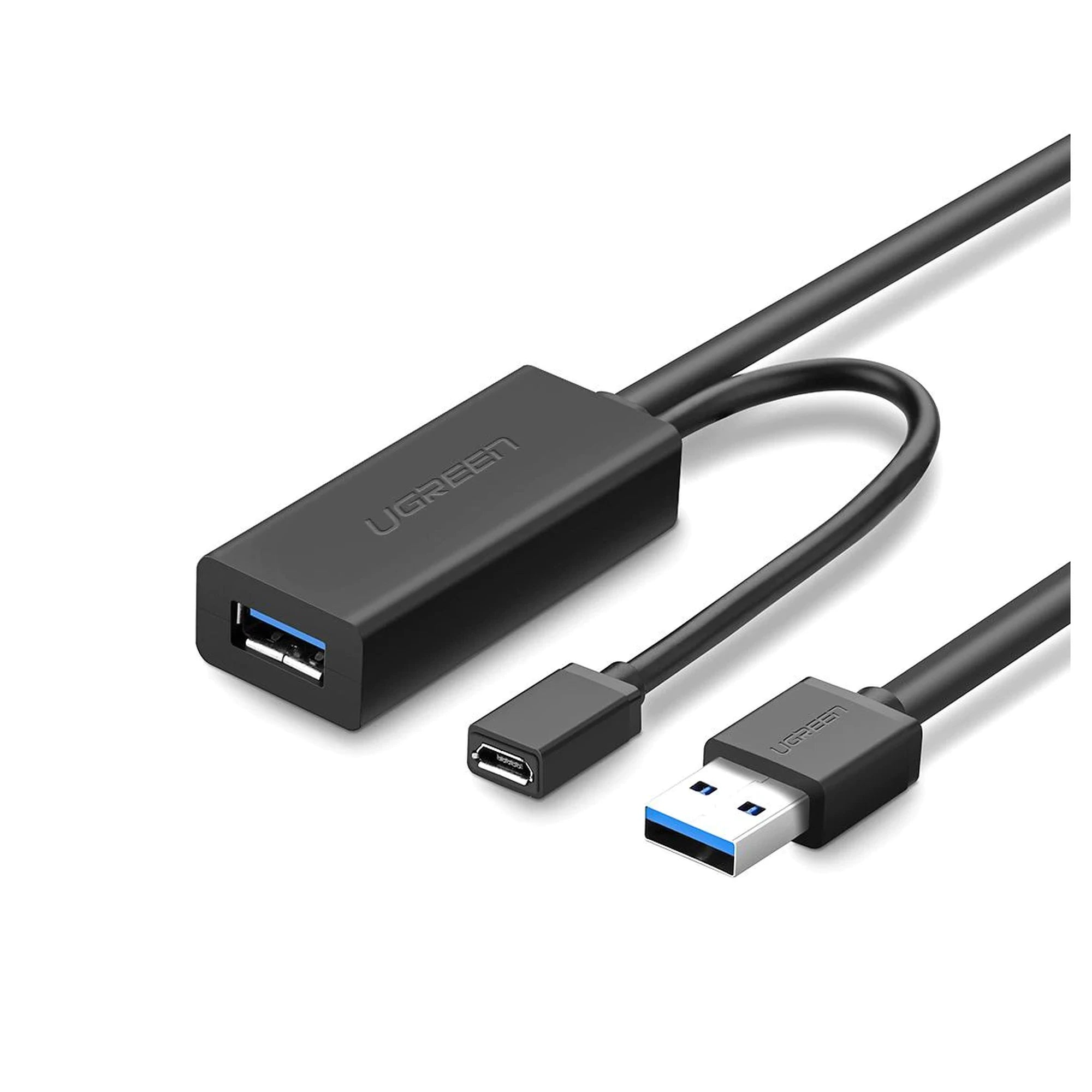 CABLE DE EXTENSIÓN ACTIVO USB 3.0 CON PUERTO DE ALIMENTACIÓN MICRO USB / 5 METROS / USB 3.0 A 5GBPS / NO REQUIERE CONTROLADOR / IDEAL PARA IMPRESORAS, CONSOLAS , WEBCAM, ETC.-Accesorios-UGREEN-Bsai Seguridad & Controles