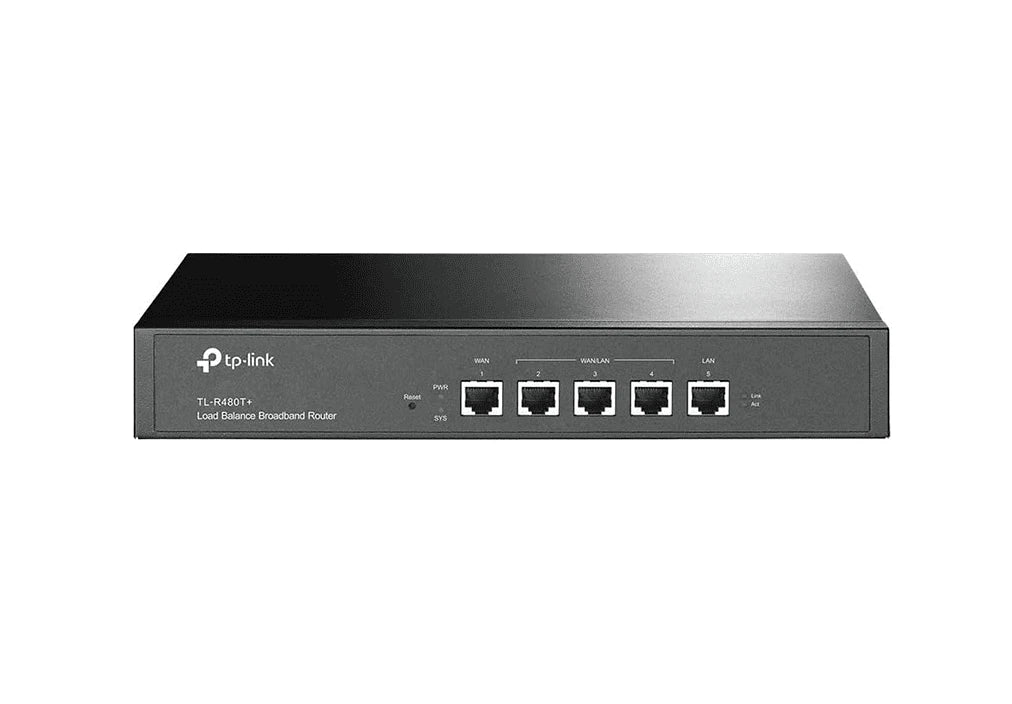 TP-LINK TL-R480T+ - RUTEADOR BALANCEADOR DE CARGAS MULTI WAN/ 1 PUERTO WAN FIJO RJ45 FAST ETHERNET/ 1 PUERTO LAN FIJO RJ45 FAST ETHERNET/ 3 PUERTOS RJ45 INTERCAMBIABLES LAN & WAN FAST ETHERNET/ IDEAL PARA OFICINAS PEQUEÑAS-Ruteadores / Firewalls / Balanceadores de carga-TP-LINK-Bsai Seguridad & Controles