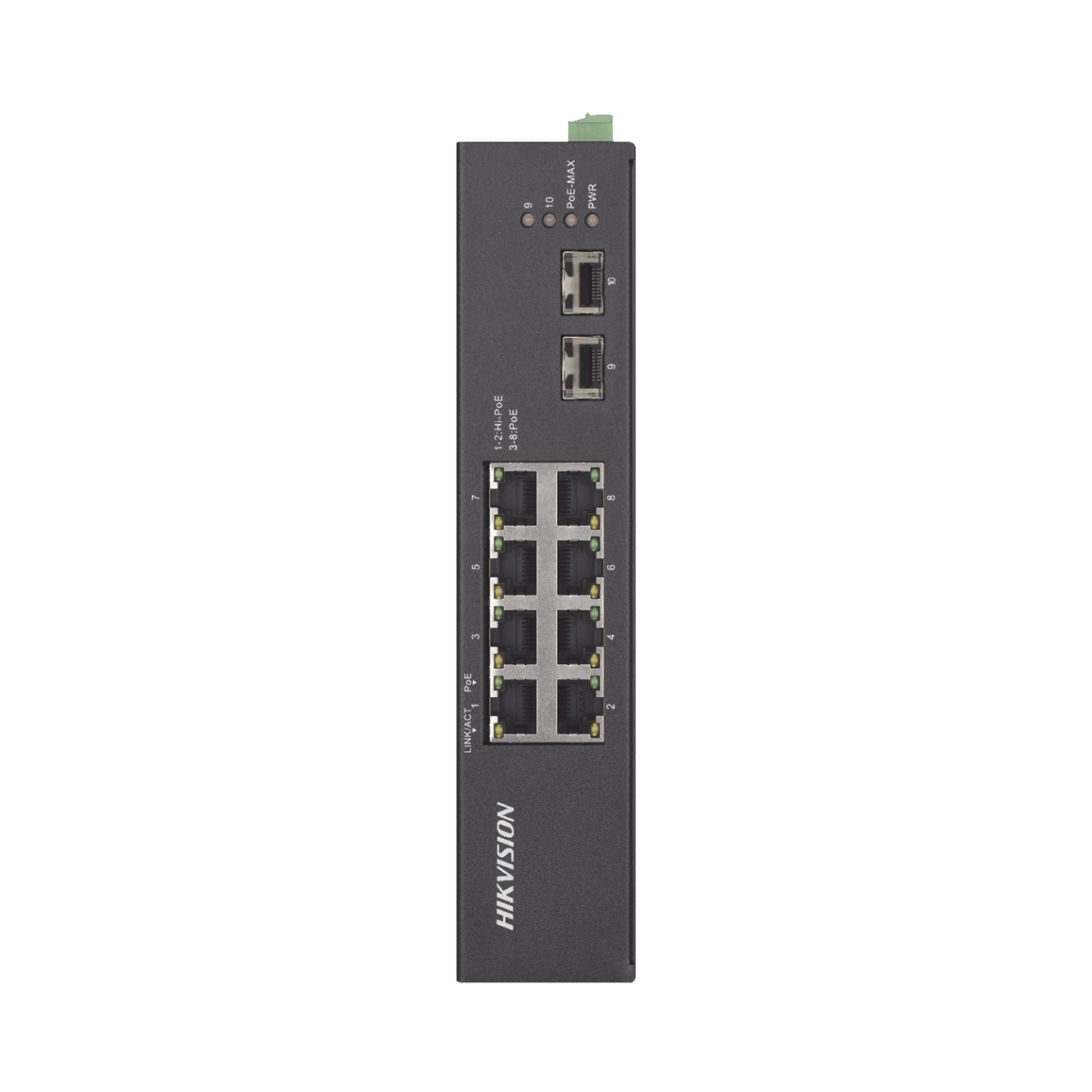 SWITCH INDUSTRIAL NO ADMINISTRABLE GIGABIT / 6 PUERTOS GIGABIT POE+ (30 W) + 2 PUERTOS GIGABIT POE++ (60 W) / 2 PUERTOS SFP / 120 W TOTAL / 48 A 57 VCD / IDEAL PARA PROYECTOS-Energía-HIKVISION-Bsai Seguridad & Controles