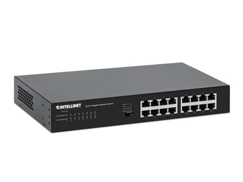 INTELLINET 561815 - SWITCH GIGABIT ETHERNET DE 16 PUERTOS RJ45 DE 10/100/1000 MBPS, GREEN ETHERNET / IEEE 802.3AZ ENERGY EFFICIENT ETHERNET, PARA ESCRITORIO, INCLUYE SOPORTES OPCIONALES PARA MONTAJE EN RACK DE 19"-Switches-INTELLINET-Bsai Seguridad & Controles