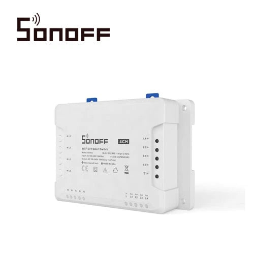 INTERRUPTOR ON/OFF SONOFF 4CH R3 SMART INALAMBRICO WIFI PARA SOLUCION DE SMART HOME CON TEMPORIZADOR Y MONTAJE DIN RAIL PARA IOS Y ANDROID COMPATIBLE CON ALEXA/GOOGLE HOME/NEST/IFTTT 4CH WIFI 2.4GHZ HASTA 10AMP POR CANAL, 16AMP TOTALES-Automatizacion - Casa Inteligente-SONOFF-Bsai Seguridad & Controles