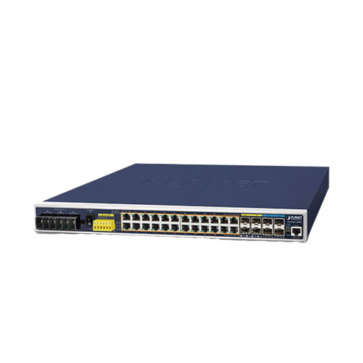 SWITCH INDUSTRIAL CAPA 3, 24 PUERTOS GIGABIT POE 802.3AF/AT, 4 PUERTOS SFP 1 G, 4 PUERTOS SFP DE 10 G-Networking-PLANET-IGS-6325-24P4X-Bsai Seguridad & Controles