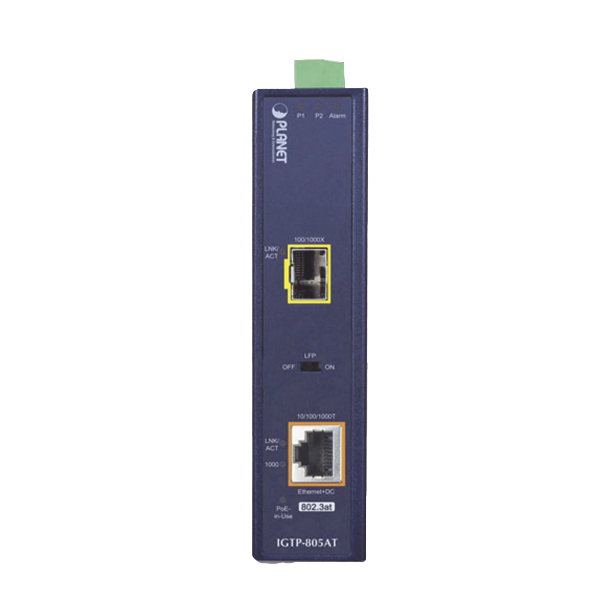 CONVERTIDOR DE MEDIOS POE INDUSTRIAL, PUERTO SFP 1000BASE-SX/LX A PUERTO RJ45 GIGABIT CON SALIDA POE 802.3AT (HASTA 30 W).
