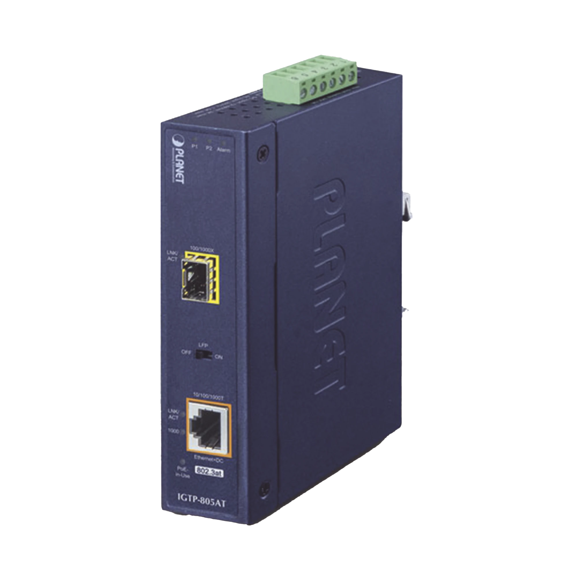 CONVERTIDOR DE MEDIOS POE INDUSTRIAL, PUERTO SFP 1000BASE-SX/LX A PUERTO RJ45 GIGABIT CON SALIDA POE 802.3AT (HASTA 30 W).