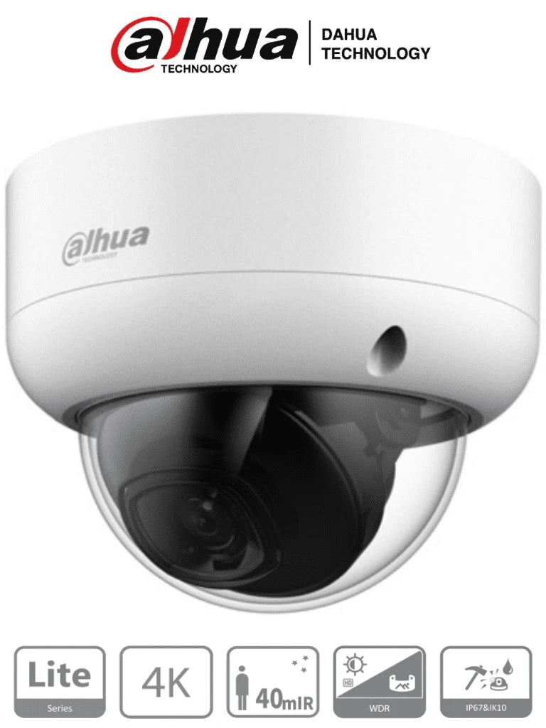 DAHUA HAC-HDBW1801EAN - CAMARA DOMO ANTIVANDALICA 4K/ 8 MEGAPIXELES/ LENTE DE 2.8MM/ 106 GRADOS DE APERTURA/ METALICA/ SUPER ADAPT/ WDR REAL DE 120 DB/ IR DE 40 METROS/ IP67/ IK10-Domo-DAHUA-Bsai Seguridad & Controles
