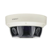 CAMARA IP MULTISENSOR 20MP (4 SENSORES DE 5MP), WDR 120 DB LENTE MOTORIZADO 3.6 - 9.4 MM 12VCD/ HPOE /IP66 /IK10-Cámaras IP-HANWHA TECHWIN WISENET-Bsai Seguridad & Controles