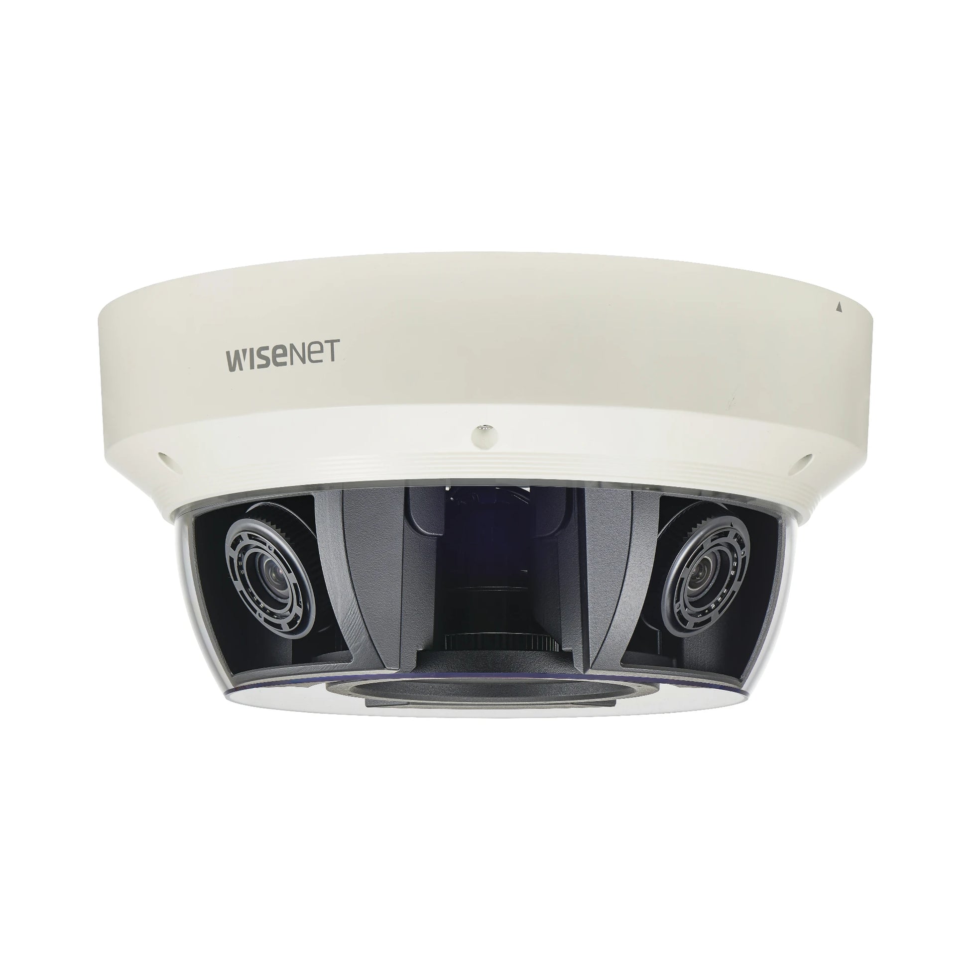 CAMARA IP MULTISENSOR 20MP (4 SENSORES DE 5MP), WDR 120 DB LENTE MOTORIZADO 3.6 - 9.4 MM 12VCD/ HPOE /IP66 /IK10-Cámaras IP-HANWHA TECHWIN WISENET-Bsai Seguridad & Controles
