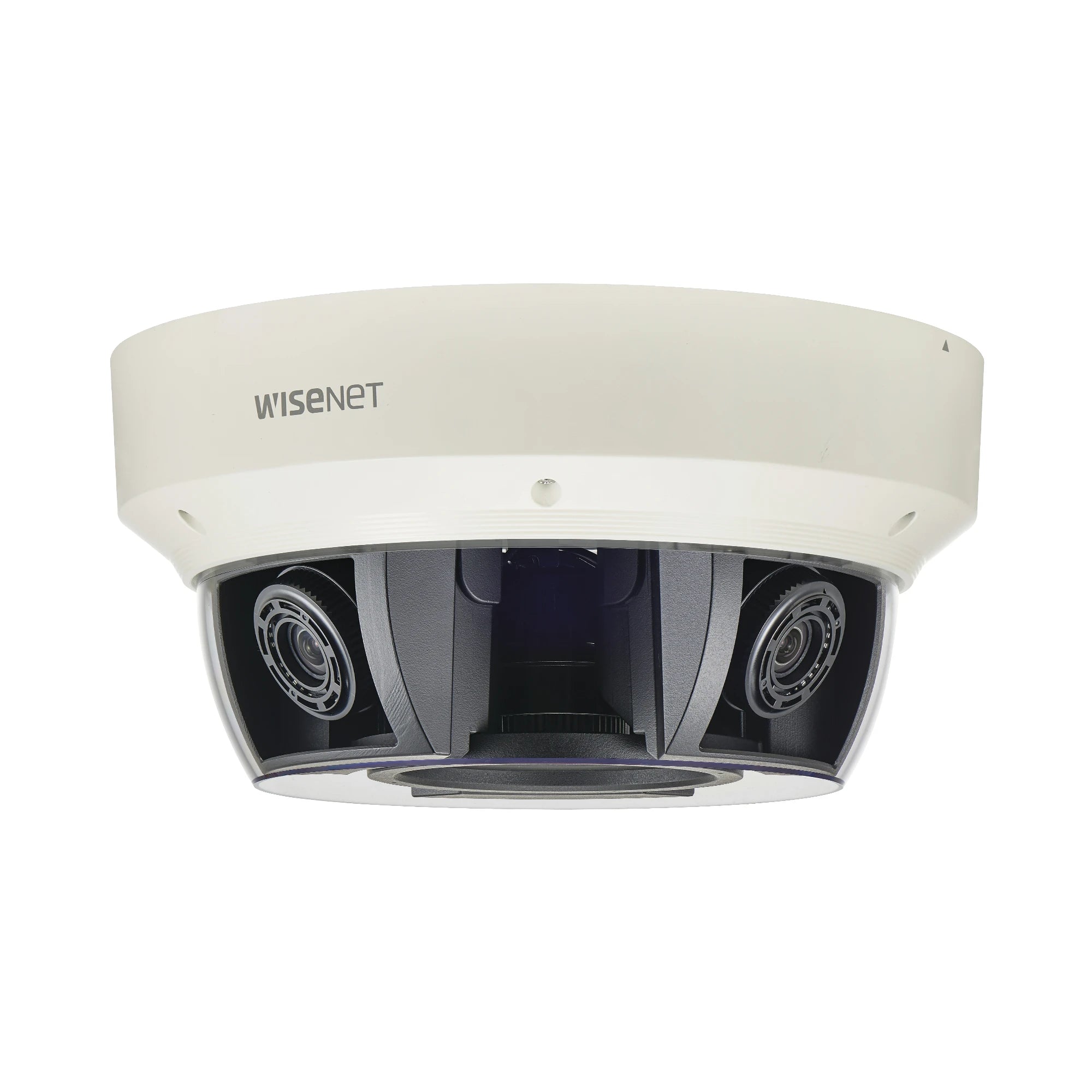 CAMARA IP MULTISENSOR 20MP (4 SENSORES DE 5MP), WDR 120 DB LENTE MOTORIZADO 3.6 - 9.4 MM 12VCD/ HPOE /IP66 /IK10-Cámaras IP-HANWHA TECHWIN WISENET-Bsai Seguridad & Controles