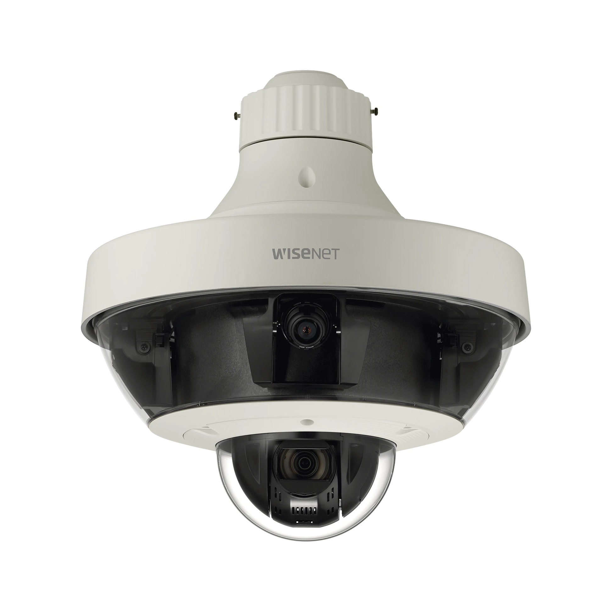 CÁMARA IP MULTISENSOR 8 - 20 MP (4 SENSORES DE 2 O 5 MP) LENTES INTERCAMBIABLES CON PTZ 2 MP 32X / HASTA 5 TARJETAS SD DE 256 GB / WDR DE HASTA 150DB / IP66 / IK10-Cámaras IP-HANWHA TECHWIN WISENET-Bsai Seguridad & Controles