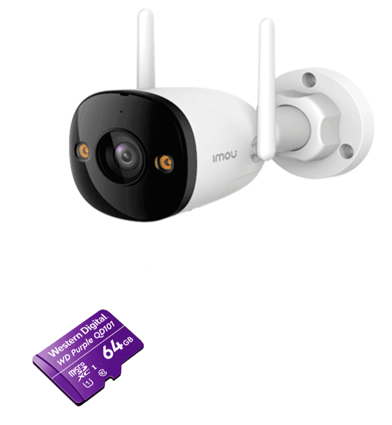 GRATIS MEMORIA 64GB IMOU BULLET 3 3MP (IPC-S3EN-3M0WE) + WDD064G1P0C - CÁMARA IP BULLET WIFI DE 3MP, FULL COLOR, CON IMOU SENSE, VISIÓN NOCTURNA INTELIGENTE, AUDIO BIDIRECCIONAL, DISUASIÓN ACTIVA, 108° DE VISIÓN, IR 30M, H.265, IP67 Y RANURA MICROSD-WiFi-IMOU-Bsai Seguridad & Controles