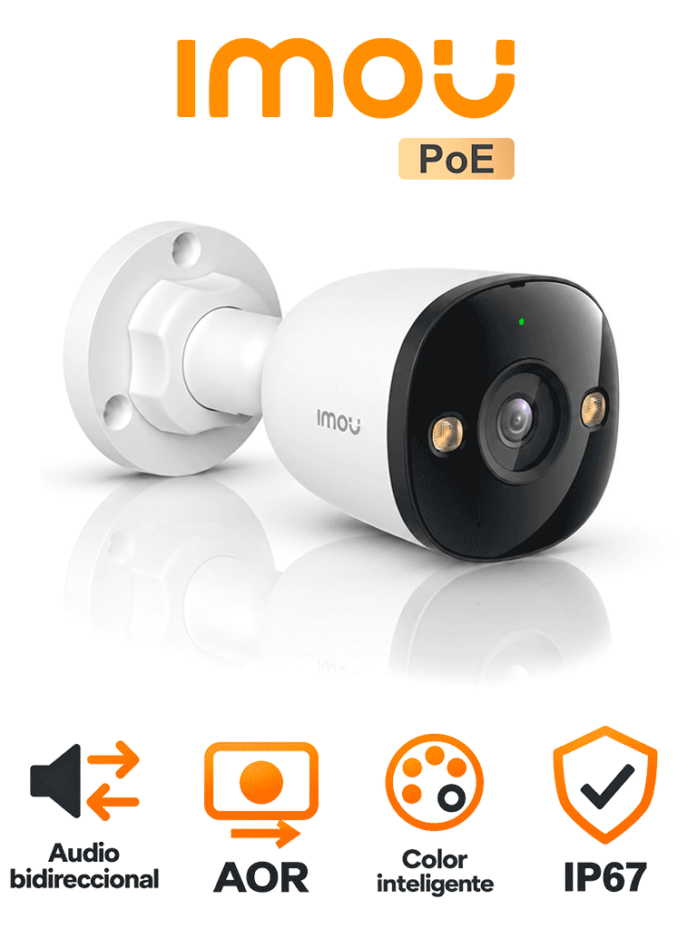 IMOU POE IPC-PS3EN-3M0 - CÁMARA BULLET IP DE 3 MEGAPIXELES/ LENTE FIJO 2.8 MM/ SMART COLOR / ILUMINACIÓN 25 MTS/ DETECCI
