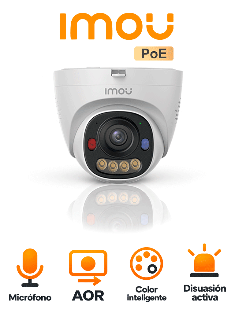 IMOU POE IPC-PS8D-3V0 - CÁMARA DOMO, 3MP, POE, IP67, H.265, SMART COLOR, DISUACIÓN ACTIVA, DETECCIÓN DE HUMANOS Y VEHICU