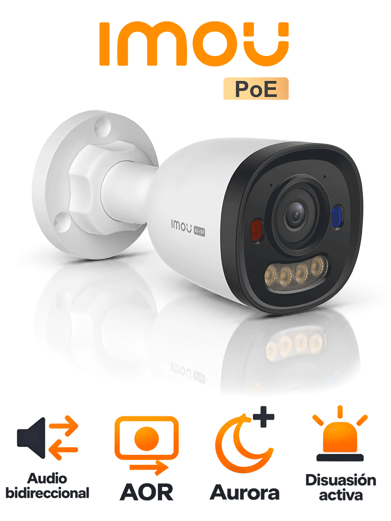 IMOU POE IPC-PU3EN-6T0 - CÁMARA BULLET IP DE 6 MEGAPIXELES/ LENTE FIJA 2.8MM/ AURORA SMART COLOR/ ILUMINACIÓN 30 MTS/ AU