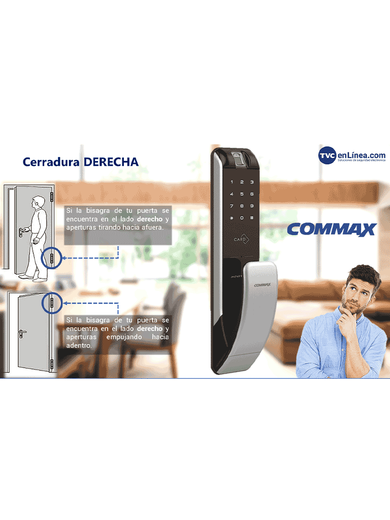 COMMAX CDL210R - CERRADURA BIOMÉTRICA INTELIGENTE CON APERTURA POR MEDIO DE DIFERENTES VALIDACIONES COMO HUELLA, PIN O TARJETA MIFARE/ SOPORTA HASTA 100 USUARIOS/ REQUIERE BATERÍAS AA/ INCLUYE 2 LLAVES MECÁNICAS Y LLAVEROS RFID-Inteligente-COMMAX-Bsai Seguridad & Controles