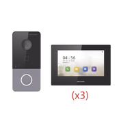 KIT DE VIDEOPORTERO IP LITE CON LLAMADA A APP DE SMARTPHONE (HIK-CONNECT) / APERTURA CON TARJETA / SOPORTA POE ESTÁNDAR / INCLUYE 3 MONITORES-VoIP y Telefonía IP-HIKVISION-Bsai Seguridad & Controles