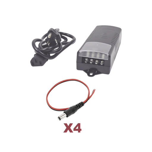 KIT CON FUENTE EPCOM CON SALIDA DE 12 VCD A 5 AMPER CON 4 SALIDAS / INCLUYE CONECTORES-Fuentes de Alimentación-EPCOM POWERLINE-K1-PS12DC4C-Bsai Seguridad & Controles