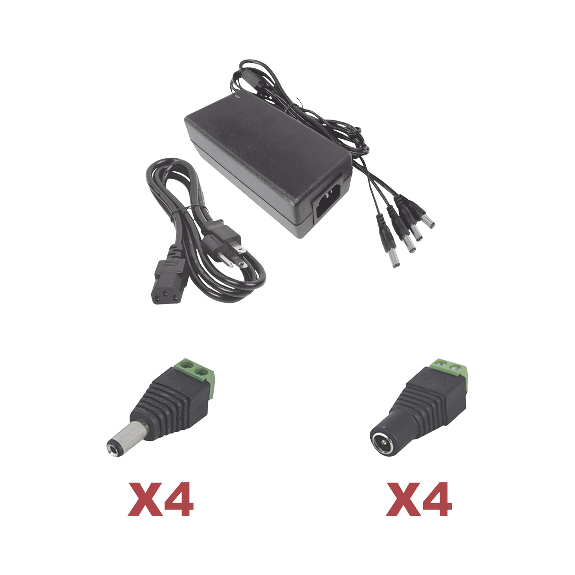 KIT CON FUENTE EPCOM POWER LINE CON SALIDA DE 12 VCD A 5 AMPER CON 4 SALIDAS / INCLUYE CONECTORES JR52 Y JR53-Fuentes de Alimentación-EPCOM POWERLINE-Bsai Seguridad & Controles