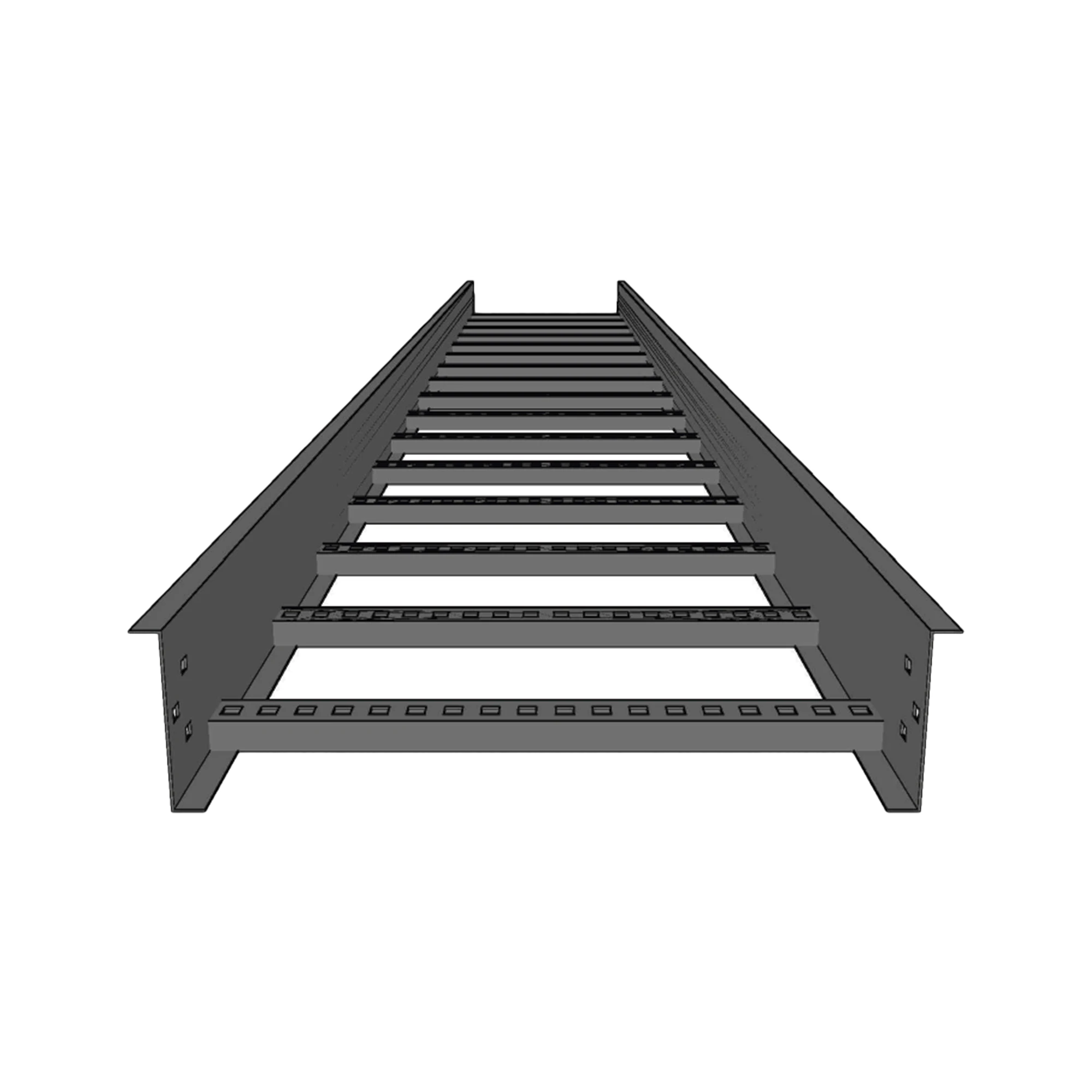 ESCALERA DE ALUMINIO PORTACABLES / PERFIL Z / PERALTE 3 1/4" /PASO 9" / ANCHO 6" / 3.66 METROS / CAPACIDAD MÁX. 137 CABLES / INCLUYE COPLE UNION Y TORNILLERÍA-Charola-CHAROFIL-Bsai Seguridad & Controles