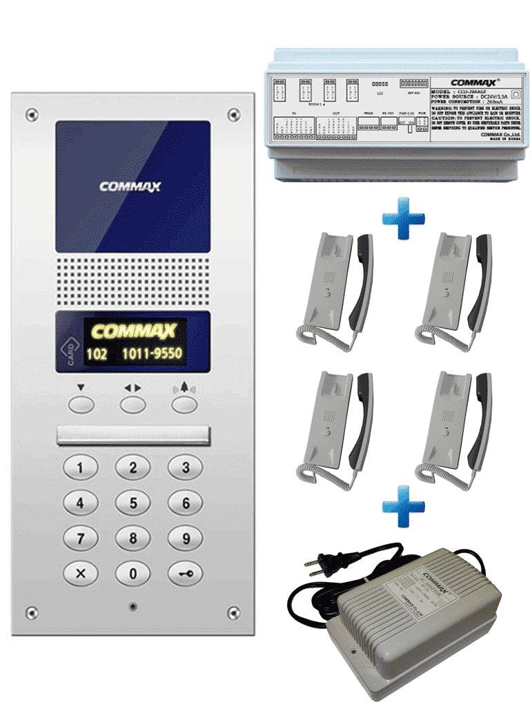 COMMAX AUDIOGATE4P - PAQUETE DE AUDIO PORTERO CON 4 AURICULARES AP2SAG PARA 4 DEPARTAMENTOS/ COMUNICACIÓN POR AUDIO, CONEXION A 2 HILOS/ INCLUYE DISTRIBUIDOR DE 4 EQUIPOS Y FUENTE DE ALIMENTACION DE 24VDC-Intercomunicadores-COMMAX-CMX2430001-Bsai Seguridad & Controles