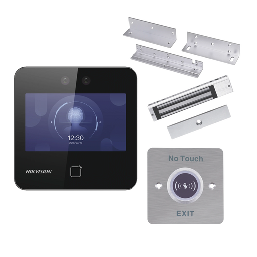 KIT DE CONTROL DE ACCESO TODO INCLUIDO CON LECTOR DE ROSTROS, QRS Y TARJETAS COMPATIBLE CON APP HIKCONNECT / 1,500 ROSTROS / INCLUYE ELECTROIMÁN BOTÓN DE SALIDA Y MONTAJES Z Y L PARA IMÁN-Biometricos-HIKVISION-DS-KAS343-Bsai Seguridad & Controles