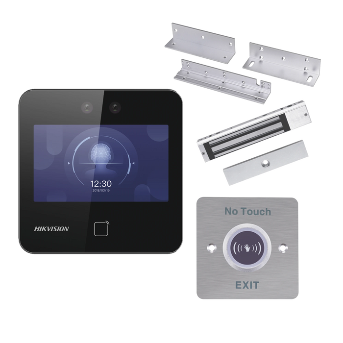 KIT DE CONTROL DE ACCESO TODO INCLUIDO CON LECTOR DE ROSTROS, QRS Y TARJETAS COMPATIBLE CON APP HIKCONNECT / 1,500 ROSTROS / INCLUYE ELECTROIMÁN BOTÓN DE SALIDA Y MONTAJES Z Y L PARA IMÁN-Biometricos-HIKVISION-DS-KAS343-Bsai Seguridad & Controles