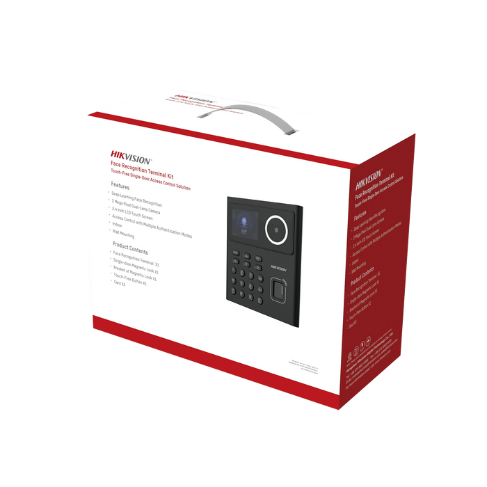 KIT WIFI DE CONTROL DE ACCESO LITE TODO INCLUIDO CON LECTOR DE ROSTROS, TARJETAS Y HUELLAS / 500 ROSTROS / COMPATIBLE CON APP HIKCONNECT / INCLUYE ELECTROIMÁN BOTÓN DE SALIDA Y MONTAJES Z Y L PARA IMÁN-Biométricos-HIKVISION-DS-KAS320-Bsai Seguridad & Controles